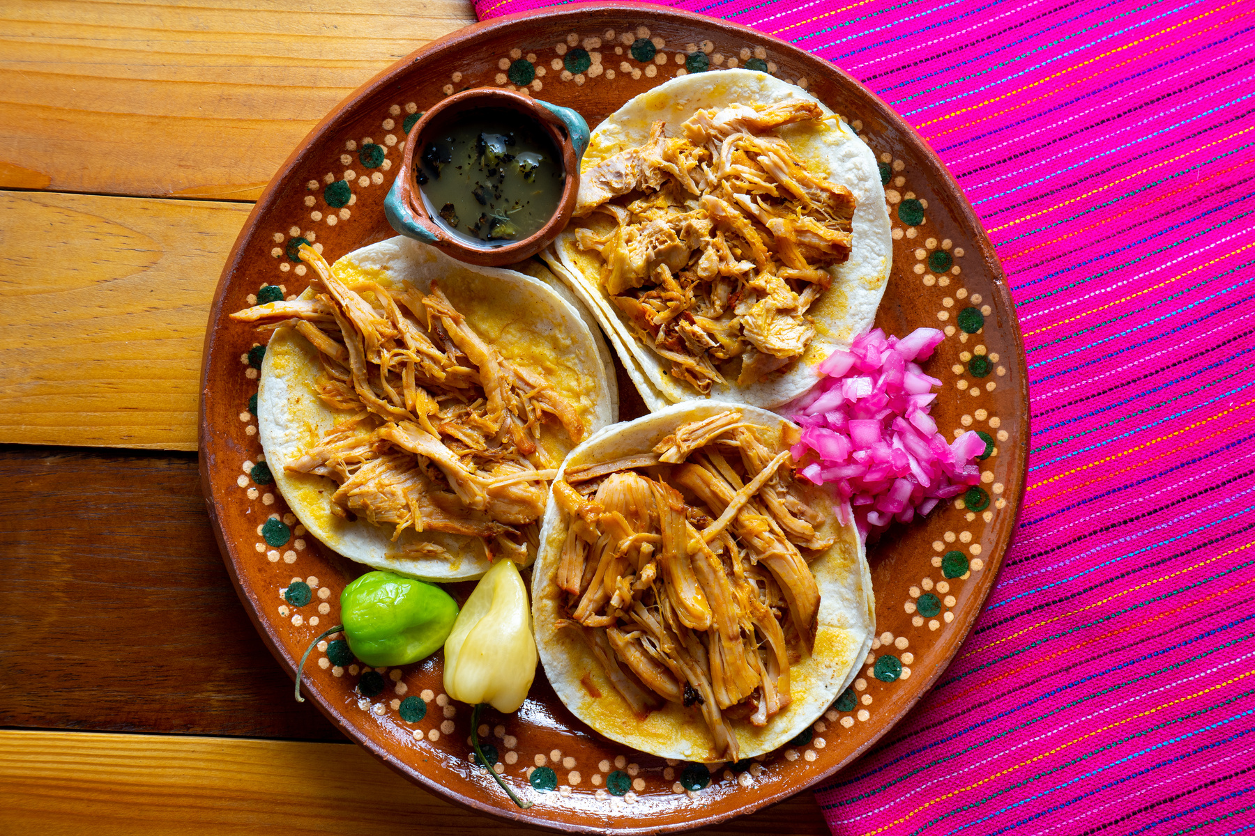 Mexican cochinita pibil tacos